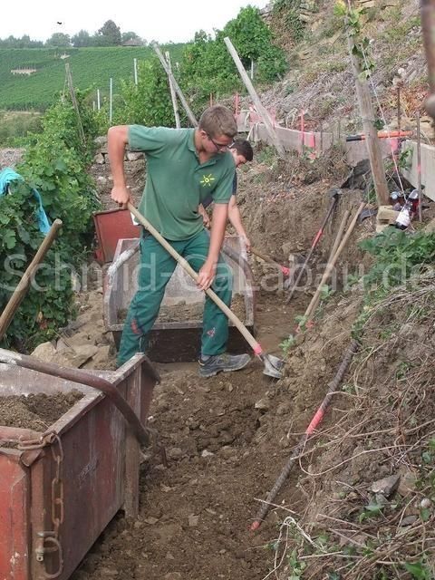 Abbau der alten Trockenmauer im Lembergerland