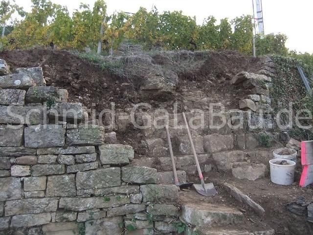 Beim Freigraben stellte sich heraus, dass in der Mauer zwei Treppen sind.